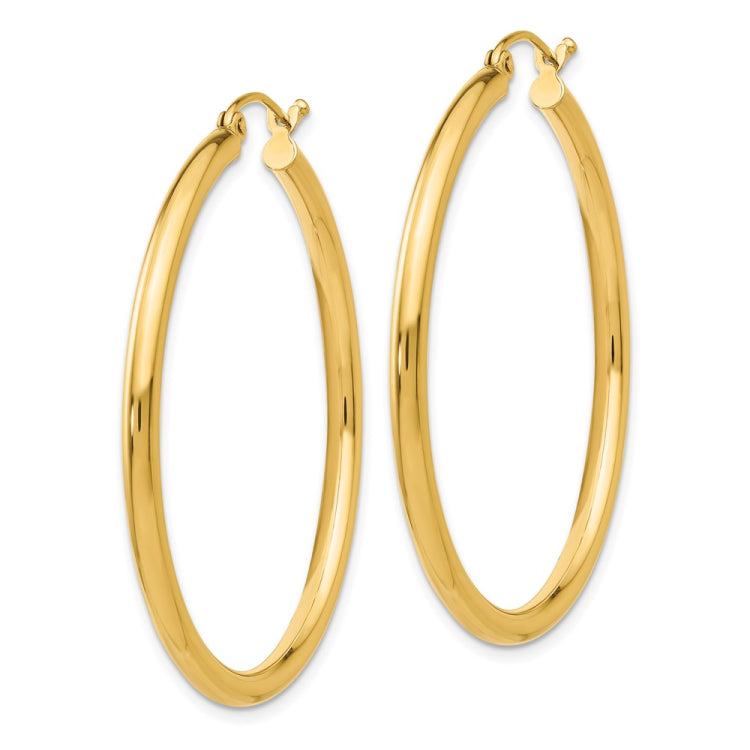 14K 2.5x40mm Polished Lightweight Tube Hoop Earrings