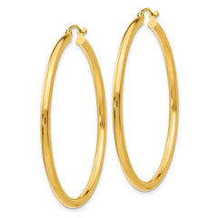 14K 2.5x45mm Polished Lightweight Tube Hoop Earrings