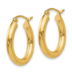14k 3x20mm Polished Tube Hoop Earrings