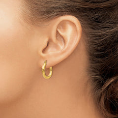 14k 3x20mm Polished Tube Hoop Earrings