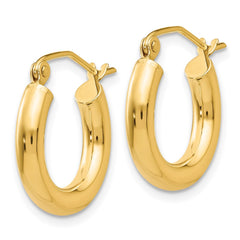 14k 3x16mm Polished Lightweight Tube Hoop Earrings