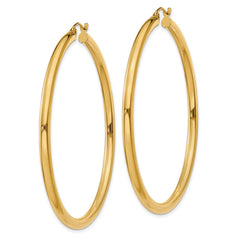 14K 3x55mm Polished Lightweight Tube Hoop Earrings
