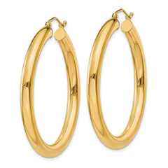 14K 4x40mm Polished Lightweight Tube Hoop Earrings