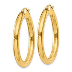 14k 4x35mm Polished Lightweight Tube Hoop Earrings