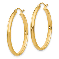 14k 2.75x30mm Polished Tube Hoop Earrings
