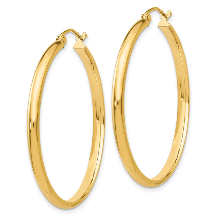 14k 2.75x35mm Polished Tube Hoop Earrings