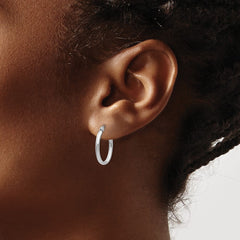 14k White Gold 2x19mm Polished Oval Tube Hoop Earrings