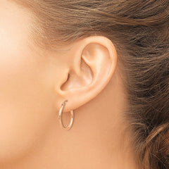 14k Rose Gold 2x20mm Polished Lightweight Tube Hoop Earrings