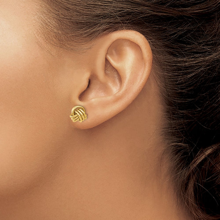 14k 9mm Polished Triple Love Knot Post Earrings