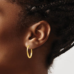 14K Gold Polished Twisted Oval Hoop Earrings