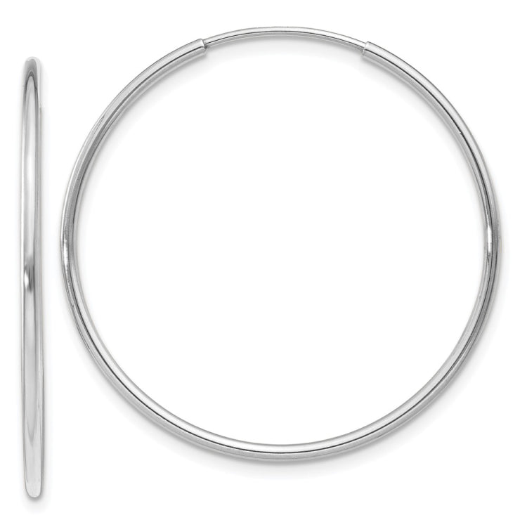 14k White Gold 1.2x30mm Polished Endless Tube Hoop Earrings