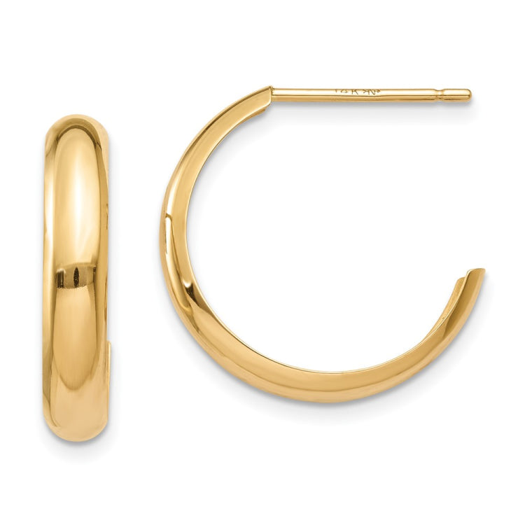 14k 3.5x17mm Polished J-Hoop Post Earrings