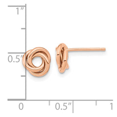 14k Rose Gold 8mm Polished Love Knot Post Earrings