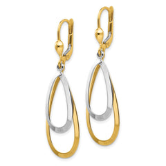 14k Two-tone Teardrop Dangle Leverback Earrings