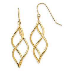 14K Twisted Swirl Dangle French Hook Earrings