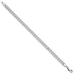 14K White Gold 8 inch 5.75mm Flat Beveled Curb with Lobster Clasp Bracelet