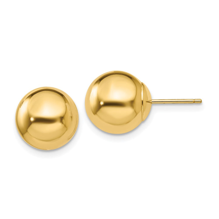 14k 10mm Polished Puffed Ball Post Earrings