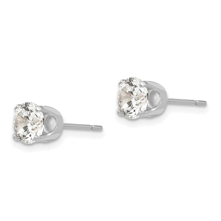 14k White Gold 5.75mm Round CZ Stud Earrings
