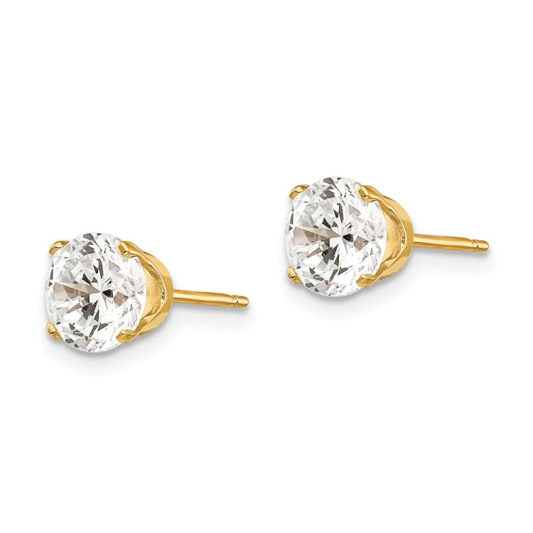 14k 6.5mm Round CZ Stud Earrings