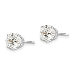 14k White Gold 6.5mm Round CZ Stud Earrings