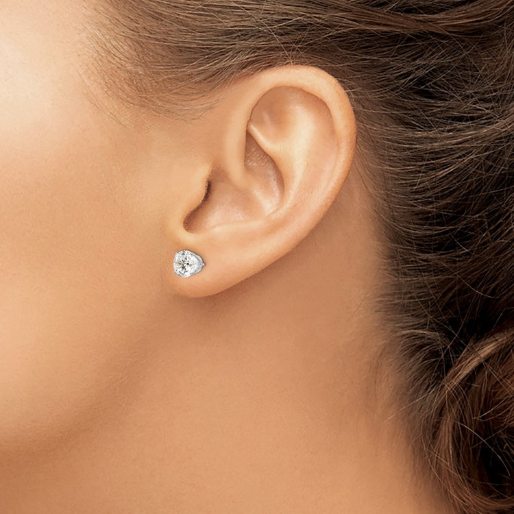 14k White Gold 6.5mm Round CZ Stud Earrings