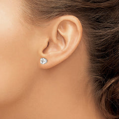 14k White Gold 6.5mm Round CZ Stud Earrings