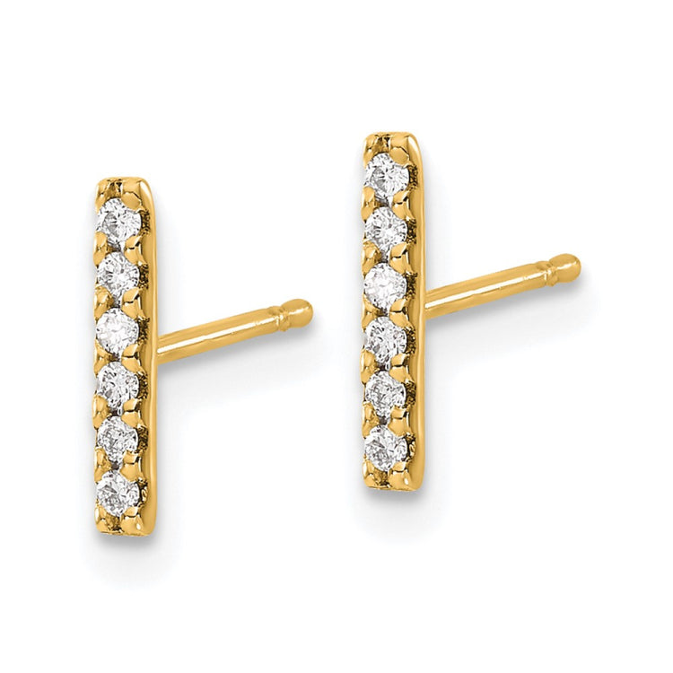 14k 1/10 carat Diamond Bar Post Earrings