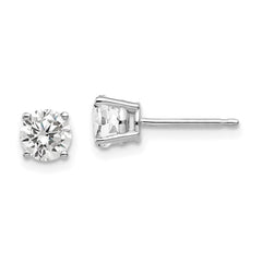 14k White Gold 5mm Round Cubic Zirconia Post Earrings