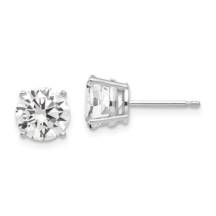 14k White Gold 7mm Cubic Zirconia Post Earrings
