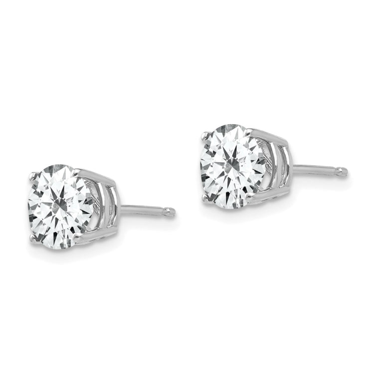 14k White Gold 7mm Cubic Zirconia Post Earrings
