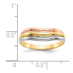 14K Tri-Color Open Fancy Curved Ring
