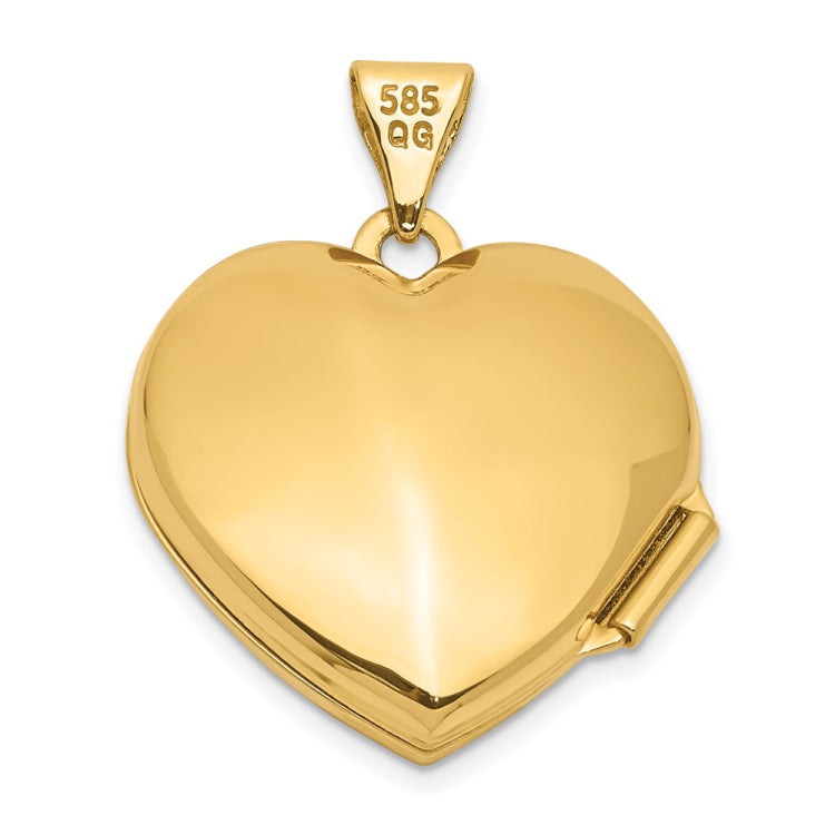 14K Polished Floral 18mm Heart Locket