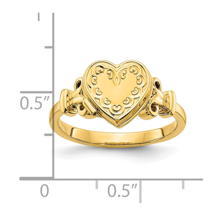 14k (8x8mm Photos) 10mm Heart Locket Size 7 Ring