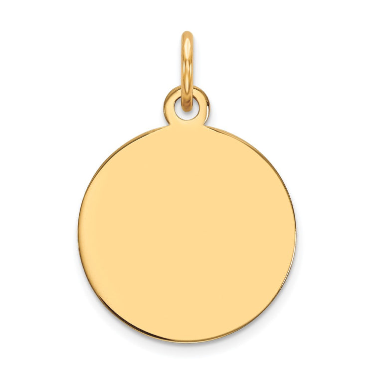 14k Plain .027 Gauge Round Engravable 15mm Disc Charm