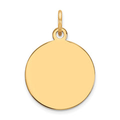 14k Plain .027 Gauge Round Engravable 15mm Disc Charm