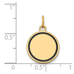 14k with Black Enamel Edge .027 Gauge Round Engravable 15mm Disc Charm
