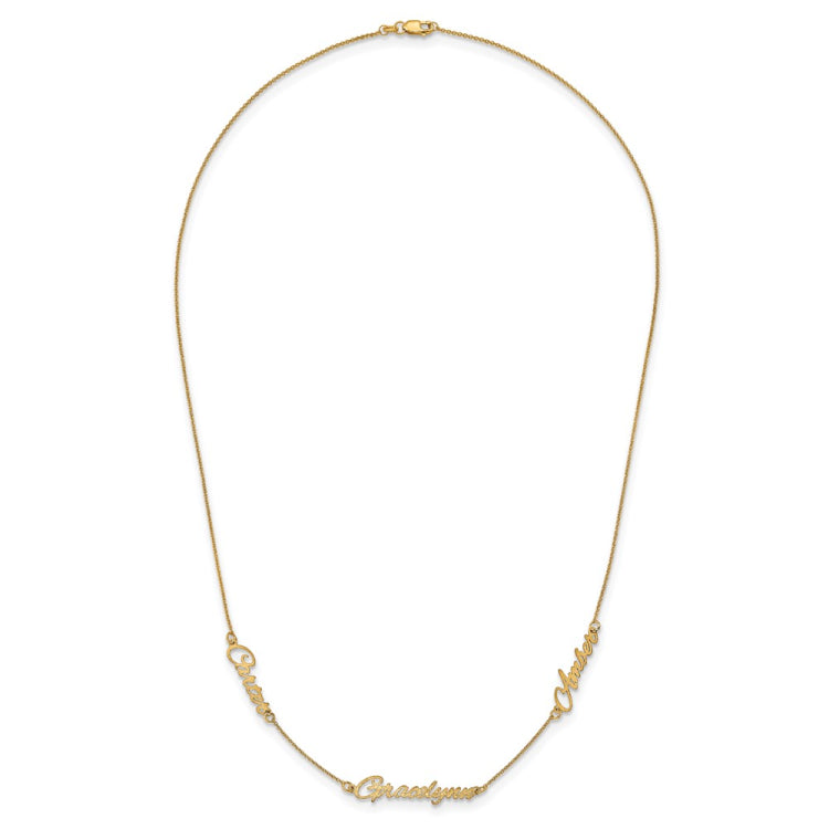 14k Yellow Gold Brushed 3 Name Necklace