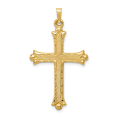 14k Hollow Fleur De Lis Cross Pendant