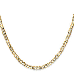 14K 20 inch 3.8mm Open Concave Curb with Lobster Clasp Chain