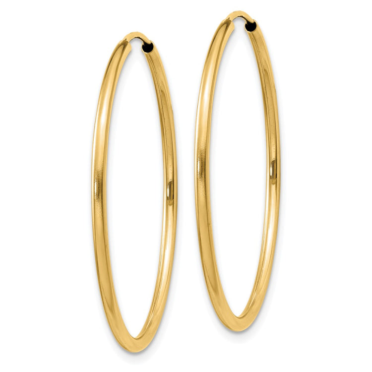 14k 1.5x30mm Polished Round Endless Tube Hoop Earrings