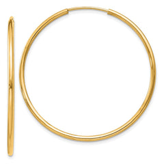 14k 1.5x38mm Polished Round Endless Tube Hoop Earrings