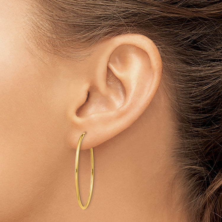14k 1.5x38mm Polished Round Endless Tube Hoop Earrings