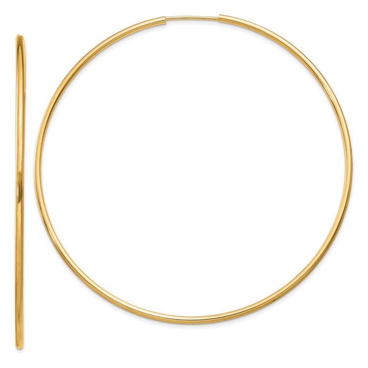 14k 1.5x64mm Polished Round Endless Tube Hoop Earrings