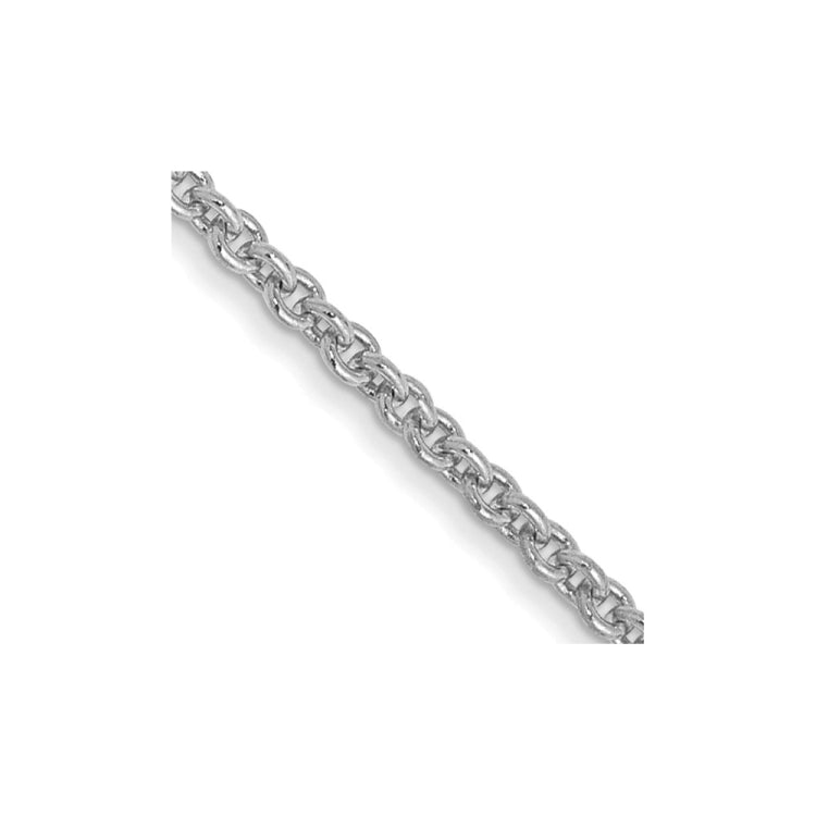 14K White Gold 18 inch 1.4mm Round Open Link Cable with Lobster Clasp Chain