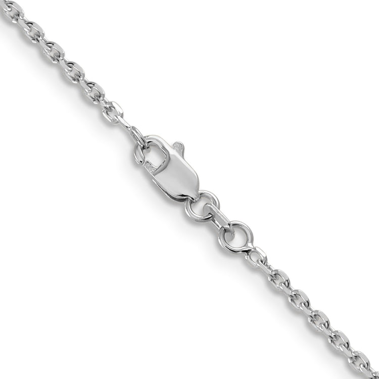 14K White Gold 20 inch 1.65mm Diamond-cut Cable with Lobster Clasp Chain