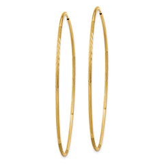 14k 1.2x60mm Satin Diamond-cut Endless Tube Hoop Earrings