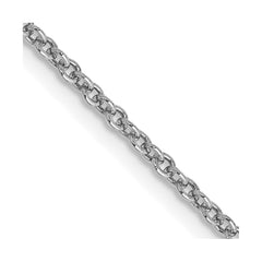 14K White Gold 16 inch 1.6mm Round Open Link Cable with Lobster Clasp Chain