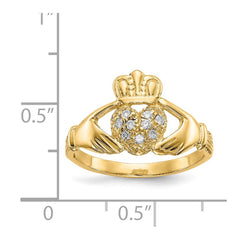 14k 1/10 carat AA Diamond Claddagh Ring