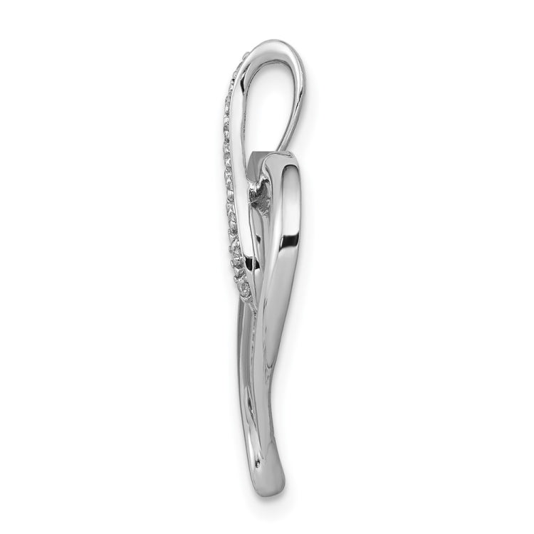 14k White Gold 1/20 carat Diamond Heart Infinity Pendant Fits up to 2mm Regular/4mm Fancy or Reversible Omega