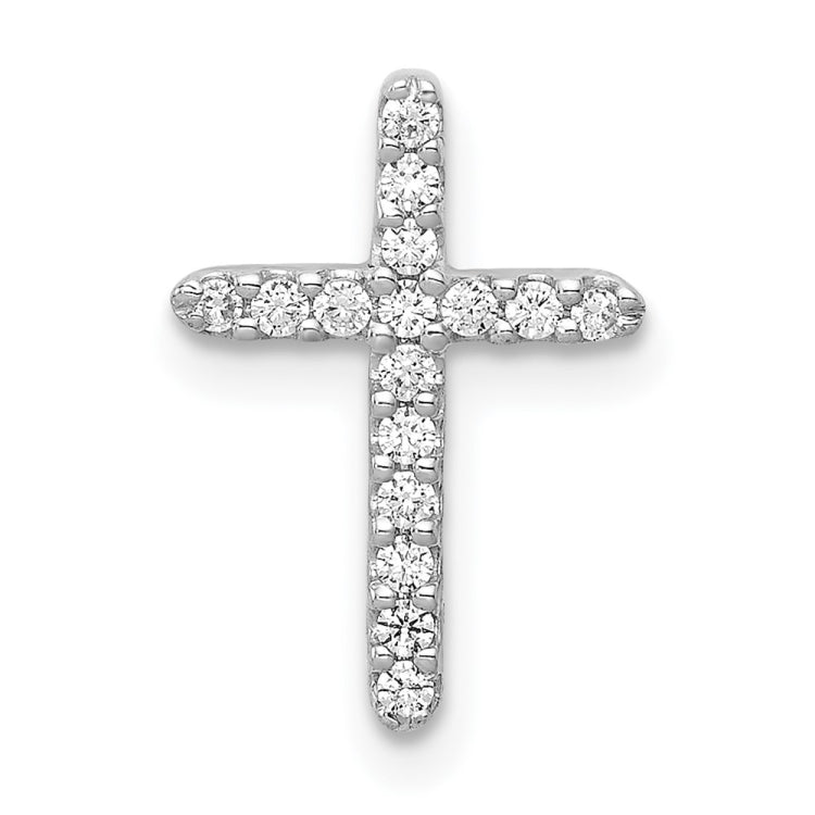 14k White Gold 1/8 carat Diamond Cross Chain Slide